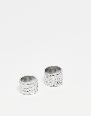 Reclaimed Vintage - 2er-Pack klobige Unisex-Ringe in Silber