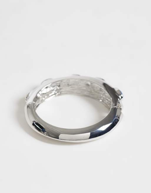 Reclaimed Vintage 2pk mixed metal bangle with colour studs, 3 of 3