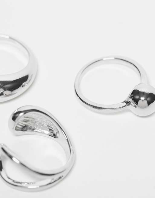 Reclaimed Vintage – 3er-Pack Unisex-Ringe mit Wickel-Design in Silber, 4 von 4