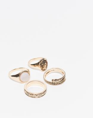 Reclaimed Vintage 4-pack Unisex Rings With Faux Stones