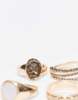 Reclaimed Vintage 4-pack Unisex Rings With Faux Stones