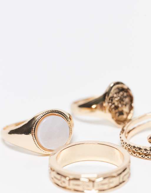 Reclaimed Vintage – 4er-Pack Unisex-Ringe in Gold mit Kunststein-Detail, 3 von 3