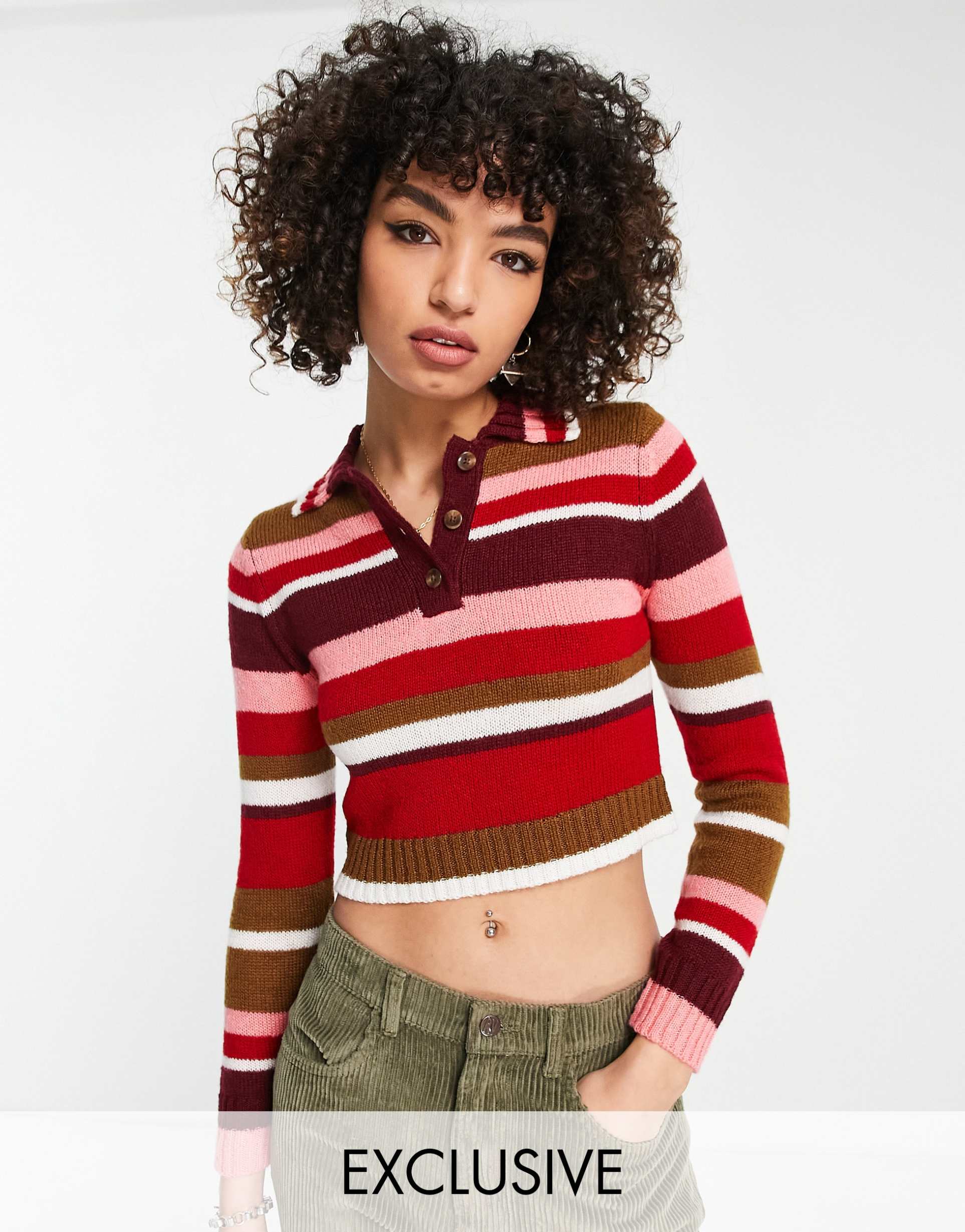 Reclaimed Vintage 70's stripe polo view 2