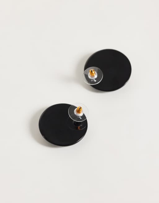 Reclaimed Vintage 80's disk stud earrings with gold centre, 3 of 3