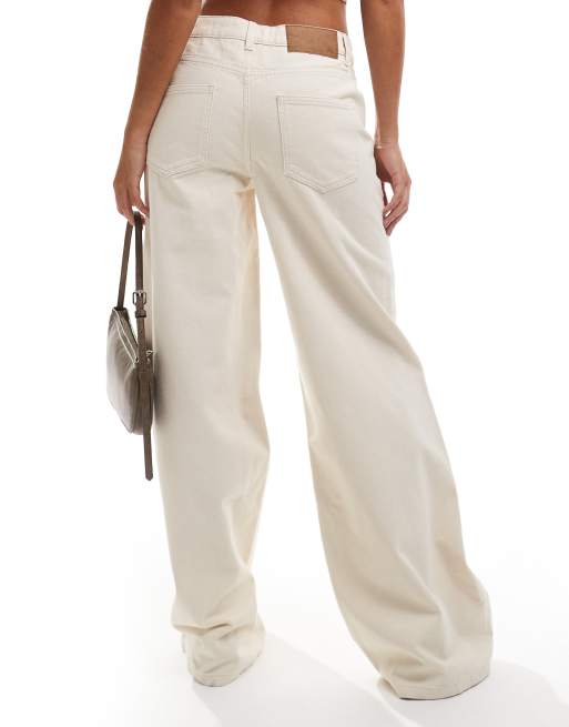 Reclaimed Vintage '88 wide leg jeans in ecru , 2 of 5