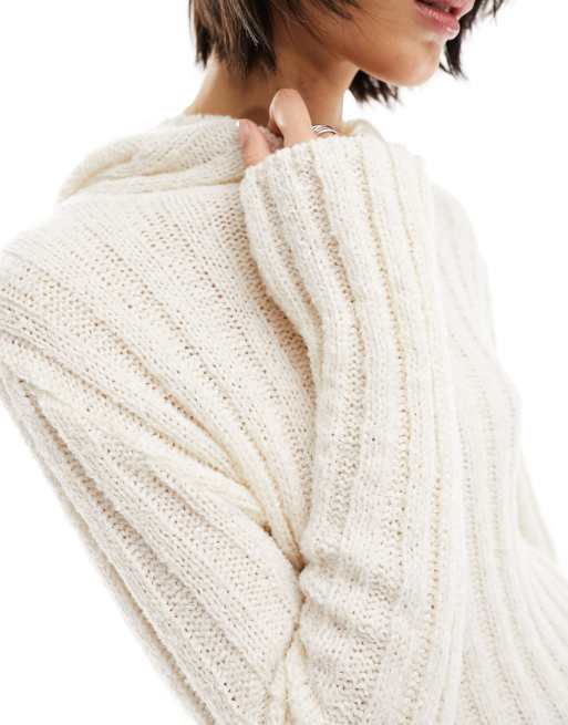 Cream knit hoodie cheap