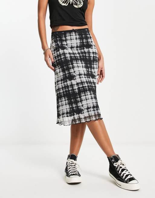 Grey plaid skirt 90s hotsell