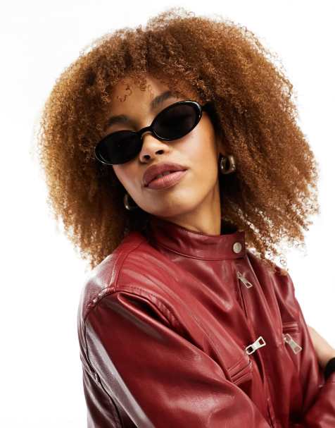 Reclaimed Vintage 90s oval sunglasses in black - view 1
