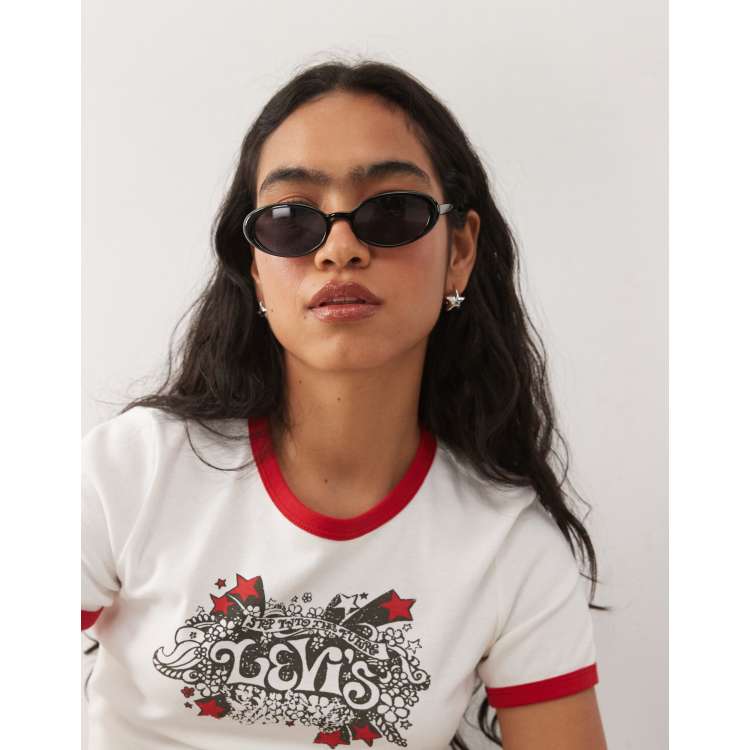 ASOS - Reclaimed Vintage 90s Oval Sunglasses in Black