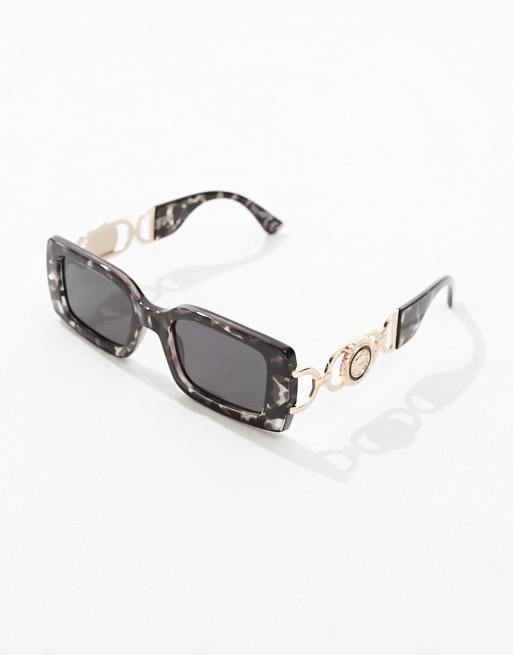 Reclaimed Vintage 90s rectangle sunglasses in tort, 3 of 4