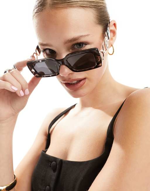 Reclaimed Vintage 90s rectangle sunglasses in tort