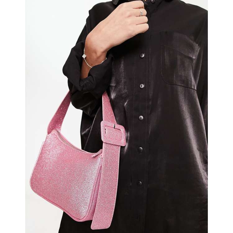 Reclaimed Vintage 90s shoulder bag in pink glitter
