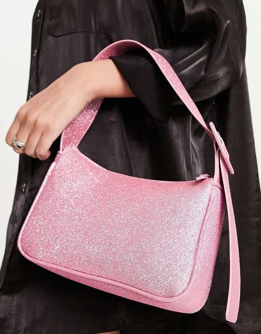 Reclaimed Vintage 90s shoulder bag in pink glitter