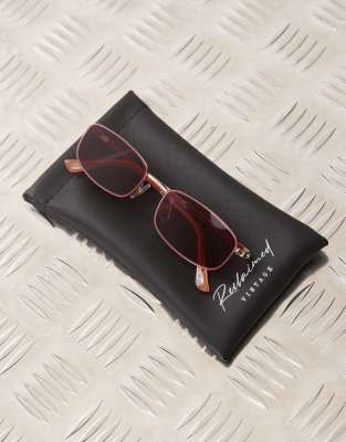 RECLAIMED VINTAGE 90S WIRE SUNGLASSES WITH PINK LENS 