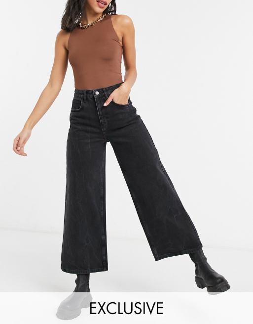 Reclaimed Vintage - 93 jeans met wijde pijpen in zwart met wassing