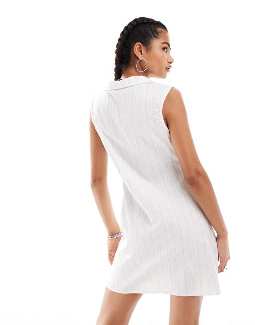 Reclaimed Vintage a line dress with tie front in stripe ASOS