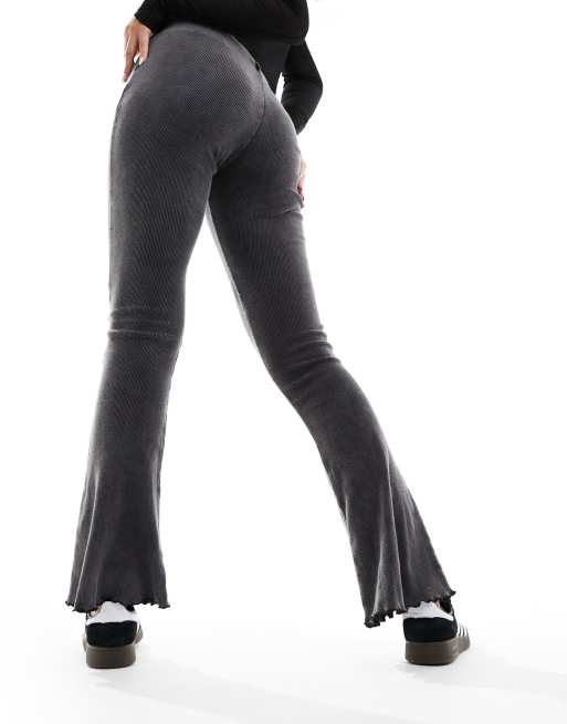 Reclaimed Vintage acid wash ribbed flares in charcoal