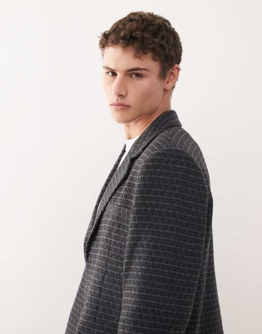 Reclaimed Vintage - Afslappet blazer med marineblå og grå tern i firkantet pasform - Del af sæt, 4 af 5