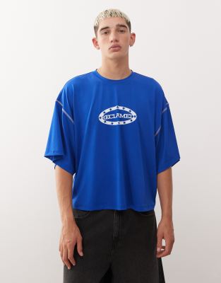 Reclaimed Vintage Airtex 3/4 Sleeve Tee With Branded Star Graphic In Blue