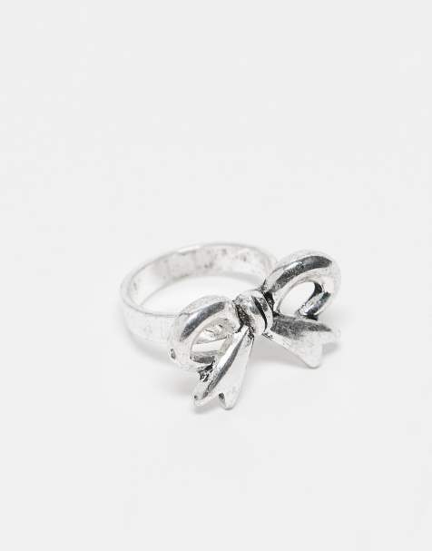 Reclaimed Vintage - Anello color argento brunito con fiocco - view 1