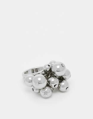 Reclaimed Vintage - Anello color argento con pietra nera