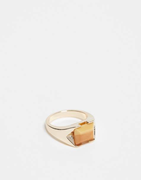 Reclaimed Vintage - Anello per mignolo unisex color oro con pietra sintetica - view 1
