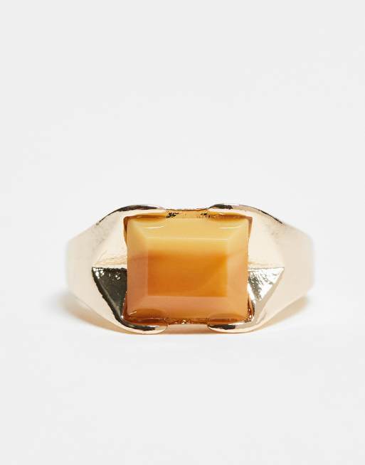 Reclaimed Vintage Anello per mignolo unisex color oro con pietra sintetica ASOS