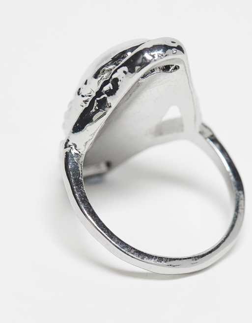 Reclaimed Vintage - Anello unisex argentato con pietra sintetica, 3 di 4