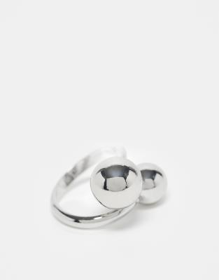 Reclaimed Vintage - Anello unisex avvolgente color argento con sfere
