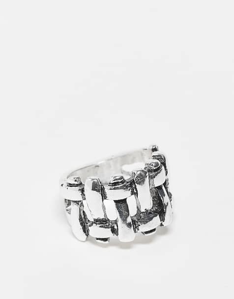 Reclaimed Vintage - Anello unisex color argento brunito con design intrecciato - view 1