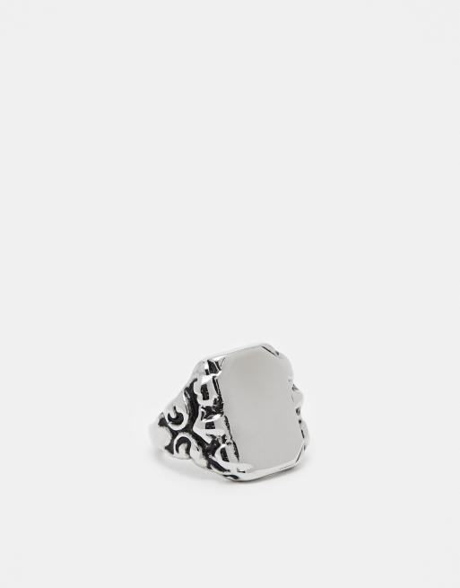 Reclaimed Vintage - Anello unisex con sigillo stile grunge in acciaio inossidabile