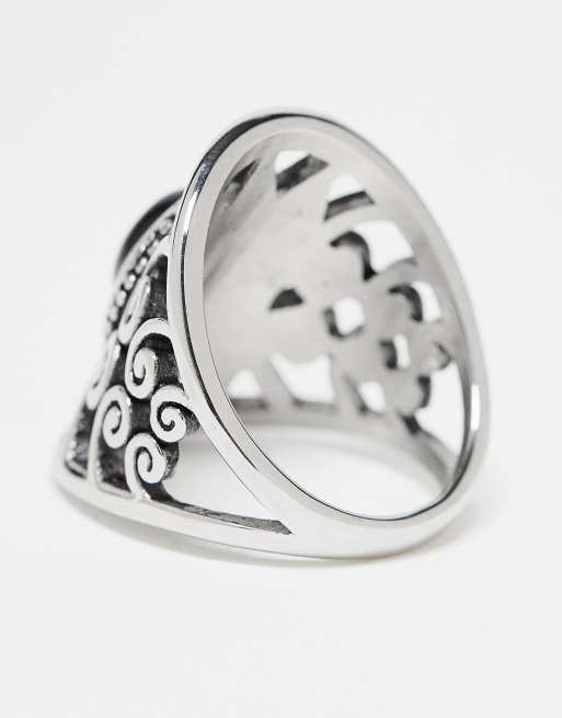 Reclaimed Vintage - Anello unisex in acciaio inossidabile con pietra, 2 di 4
