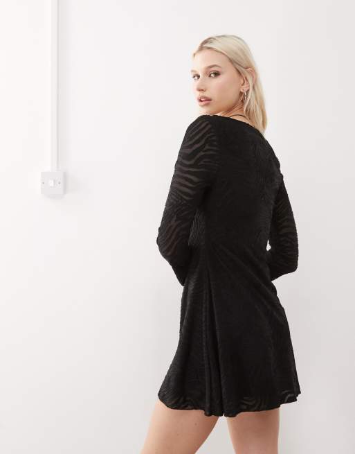 black zebra mini dress Onaki Mini Dress in Zebra Flock Black