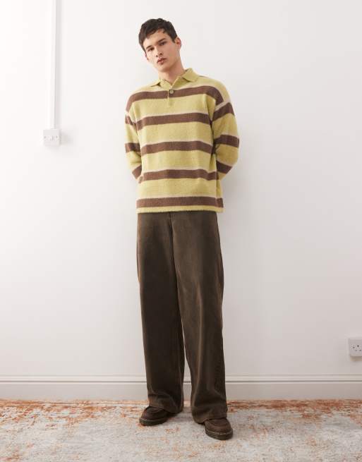 Reclaimed Vintage – Angerauter Strickpullover mit Polokragen und zartem Streifenmuster, 2 von 5