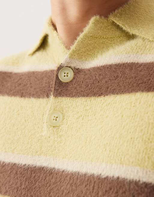 Reclaimed Vintage – Angerauter Strickpullover mit Polokragen und zartem Streifenmuster, 5 von 5