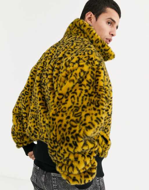Reclaimed Vintage animal faux fur bomber jacket