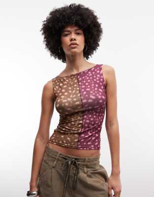 Reclaimed Vintage Animal Spliced Tank Top In Multi