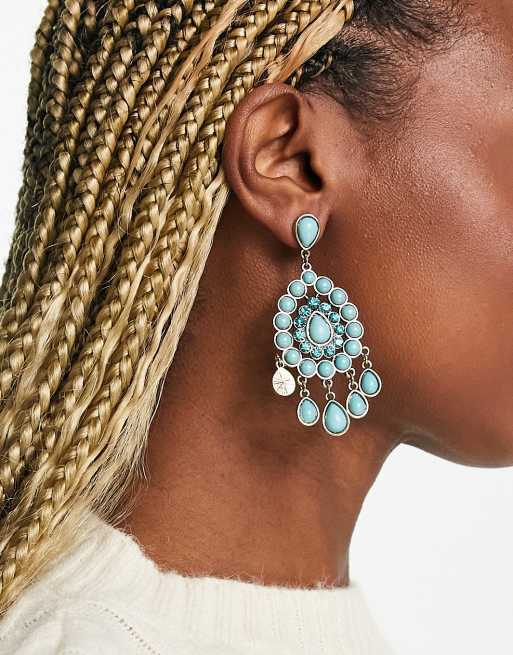Reclaimed Vintage antique drop earrings with turquoise stones ASOS