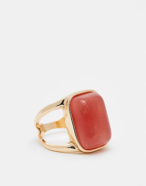 Reclaimed Vintage antique ring with amber stone in gold - view 1