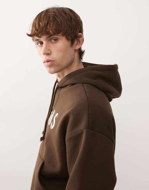 Reclaimed Vintage applique hoodie in chocolate brown, 4 of 5