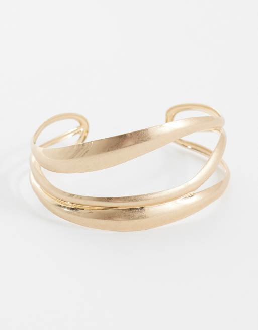 Reclaimed Vintage arm cuff wrap around in antique gold tone