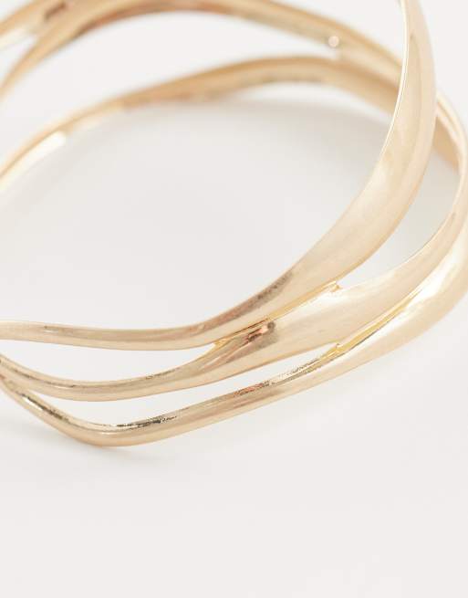 Reclaimed Vintage arm cuff wrap around in antique gold tone, 2 of 3