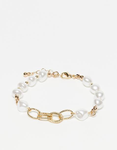 Reclaimed Vintage – Armband i unisex-modell med mixade pärlor och guldfärgade länkar, 2-set - view 1