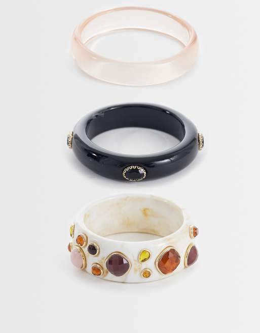 Reclaimed Vintage - Armbånd med stendetaljer i pakke med 3 stks