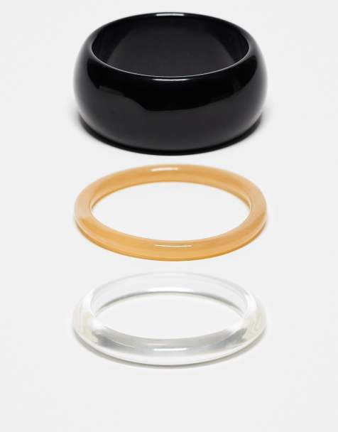 Reclaimed Vintage – Armreifen im 3er-Pack in Schwarz, Braun und Transparent - view 1