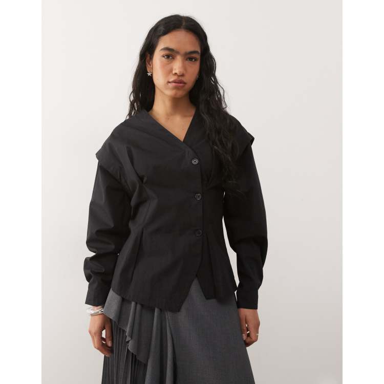 Reclaimed Vintage asymmetric button up shirt with panel details in
