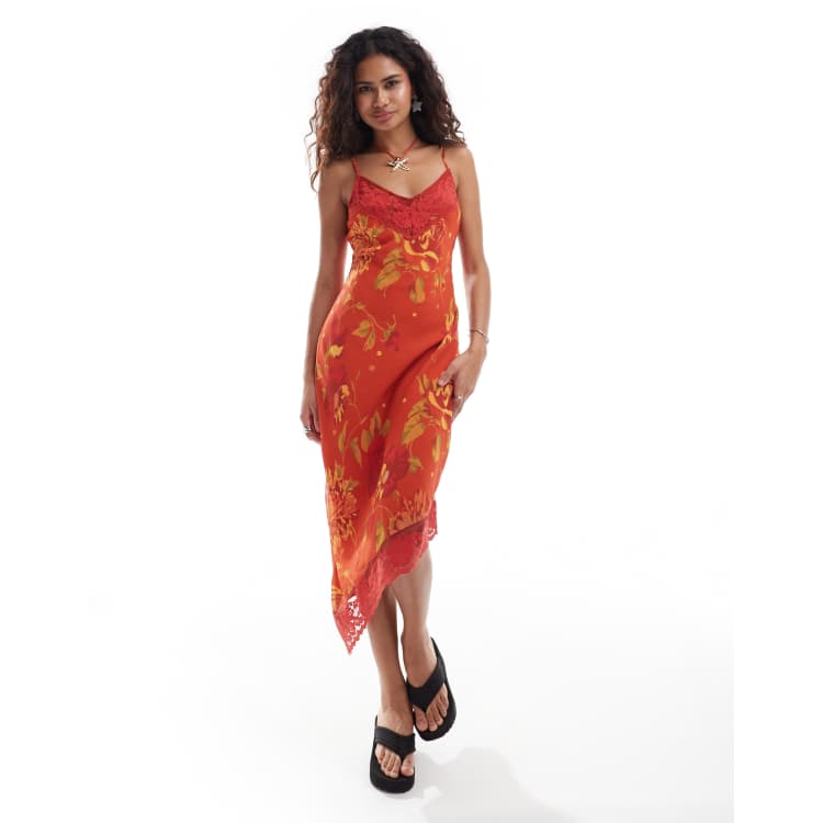 Women's vintage floral print asymmetric hooded dress shop