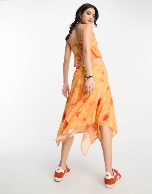 Orange eyelet skirt discount