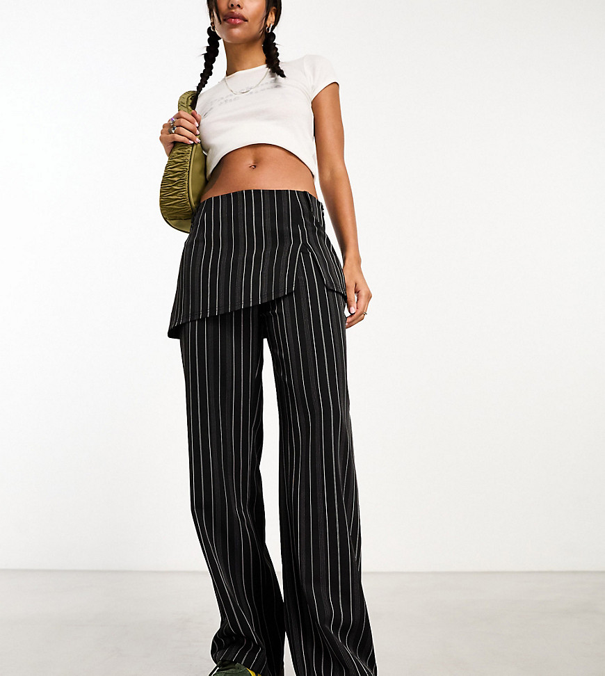 Reclaimed Vintage asymmetric skirt over trouser in grey pinstripe