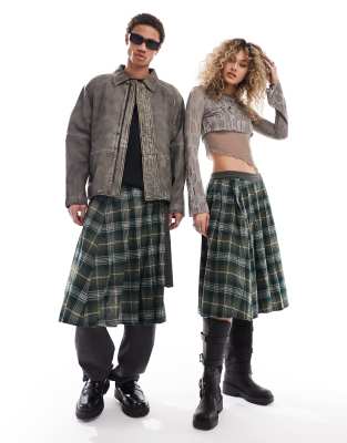 Reclaimed Vintage - Asymmetrischer Unisex-Kilt mit Karomuster-Bunt